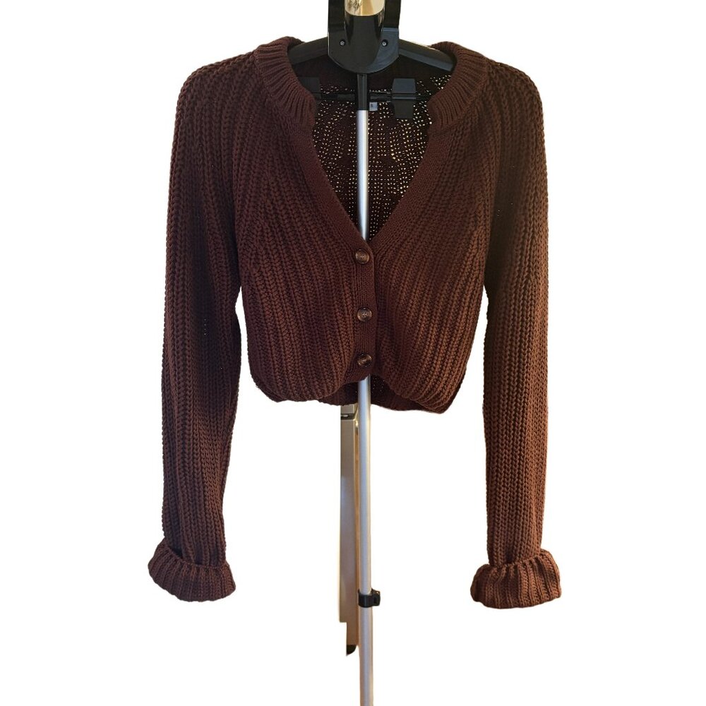 Magnolia Chunky Deep Brown Button Down Cardigan - Picture 4 of 7